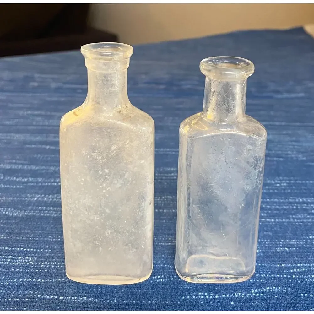 VTG Pair Hughes The Druggist Bakersfield California Bottle Pharmacy Medicine F
